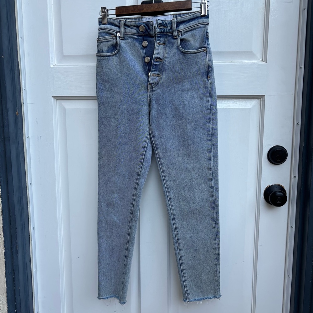 IRO Slim High Rise Skinny Jeans in Light Blue Denim